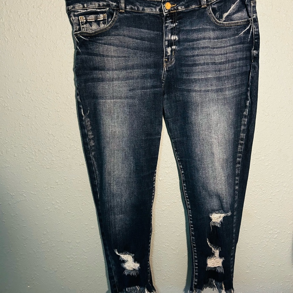 Kancan ankle skinny distressed jeans, size 34